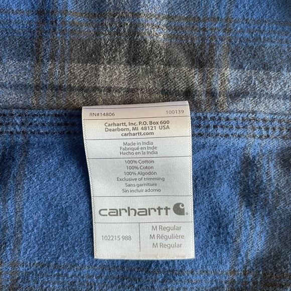 Carhartt Blue Plaid Flannel Shirt - Picture 7 of 7
